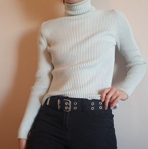 Vintage 90s Ice blue Gap ribbed turtleneck sweater